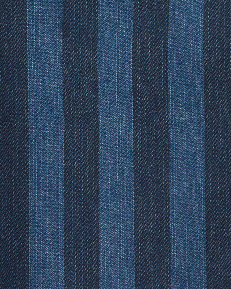 Baby Striped Denim Shortall - Dark Wash, image 8 of 9 slides