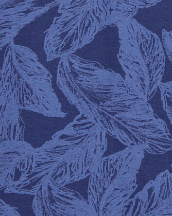 Kid Leaves Print Denim Short-Sleeve Polo - Navy, 