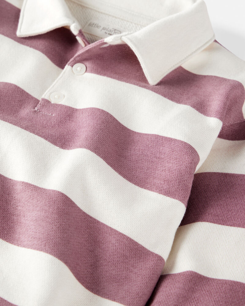 Girls Organic Cotton Henley Top in Stripes, image 2 of 4 slides
