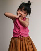 Toddler Girl Tie-Front Ribbed Tank - Hot Pink, image 1 of 5 slides