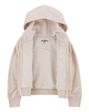 Kid Fleece-Lined Zip-Up Jacket - Tan, 