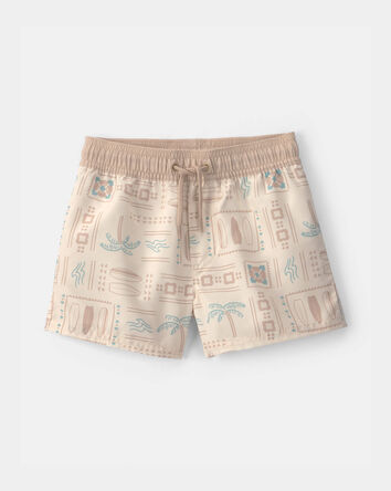 Toddler Boy Surfing Swim Trunks - Tan, 