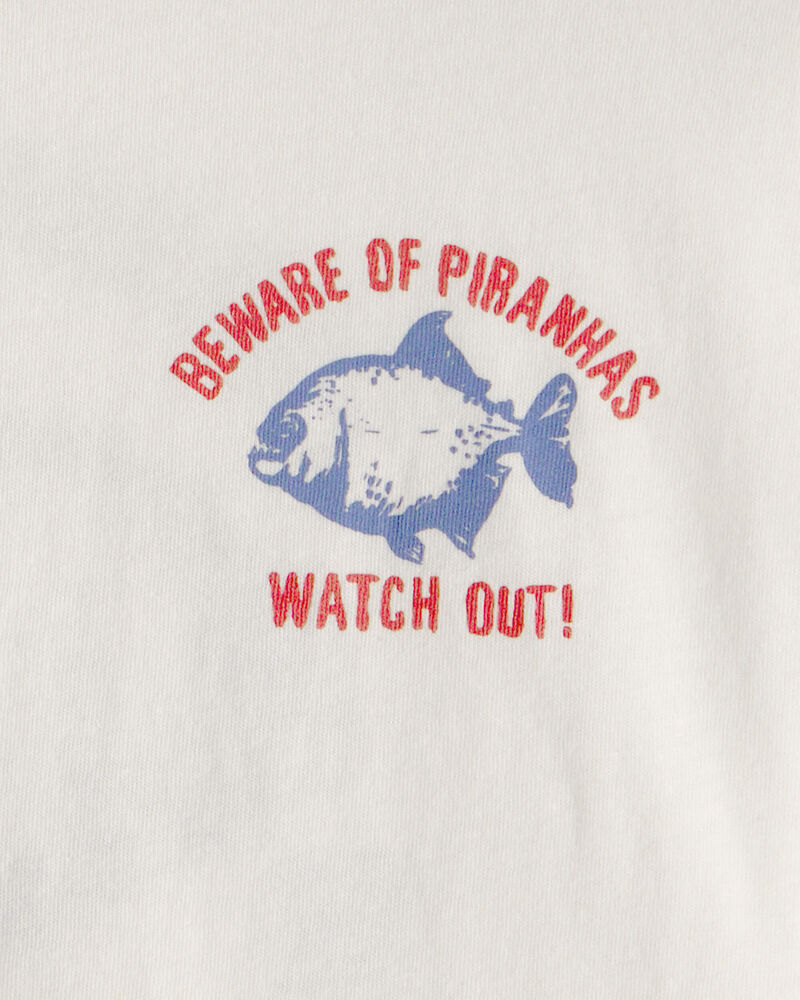 Gar&ccedil;ons - T-shirt imprim&eacute; Piranha - Ivoire, image 3 sur 4 diapositives