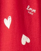 Baby Valentine's Day Heart 100% Cotton Loose Fit 2-Way Zip Footie 1-Piece Pyjamas - Red, image 3 of 4 slides