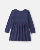 Toute-petite fille - Robe manches longues &agrave; motif n&oelig;ud - Bleu marine, image 2 sur 3 diapositives