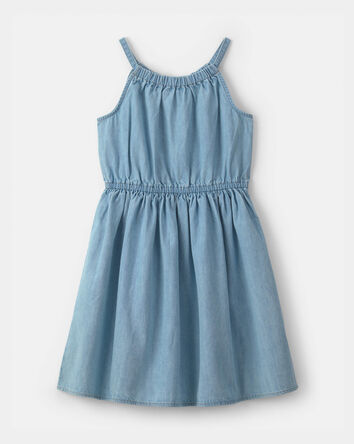 Girls Denim Chambray Dress - Light Wash, 