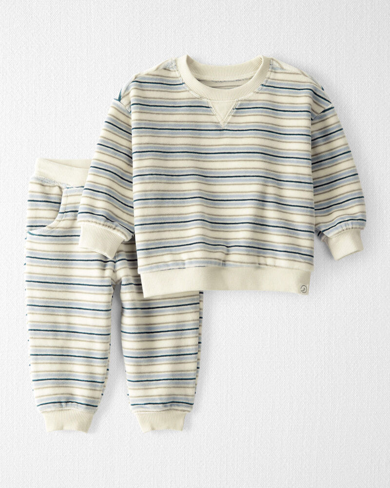 Baby 2-Piece Organic Cotton Velour Pullover & Pant Set, image 1 of 4 slides