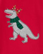 Toddler 2-Piece Dino Christmas Fleece Pyjamas, image 2 of 3 slides