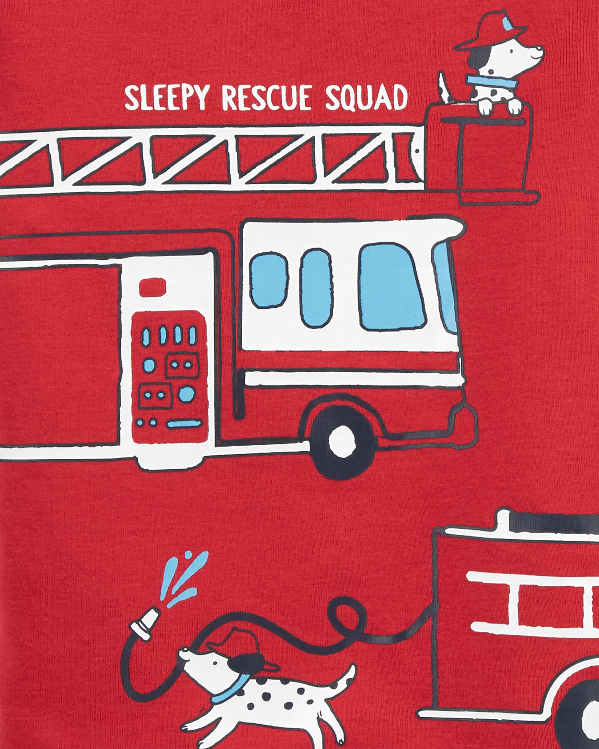 4 Piece Firetruck 100 Snug Fit Cotton PJs