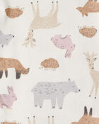 Baby Girl 3-Piece Woodland Creatures Long-Sleeve Bodysuits & Pant Set - Pink/White, image 4 of 5 slides
