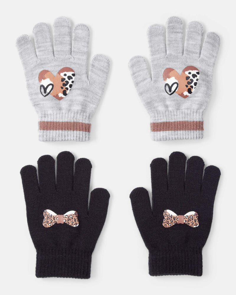 Girls KOMBI 2 Pairs Kids' Knit Gloves, image 1 of 1 slides