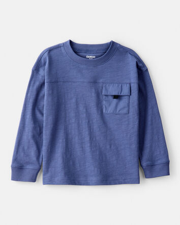 Toddler Boy Long-Sleeve Pocket Tee - Blue, 