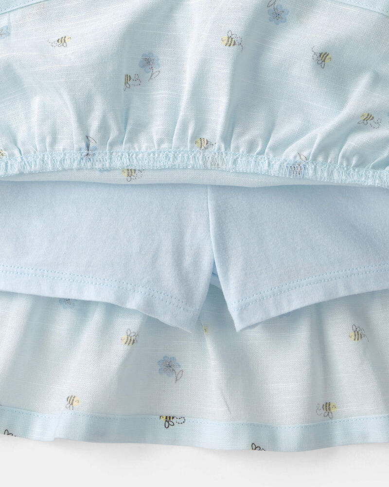 Toddler Girl 2-Piece  French Terry Top & Bee Skirt Set - Blue, image 2 of 5 slides