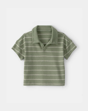 Baby Boy Striped Uniform Polo Shirt - Olive, 