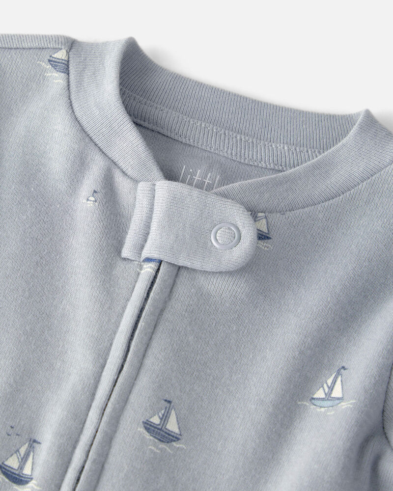 Baby Organic Cotton Sleep & Play Pyjama in Sail Away Print, image 2 of 5 slides