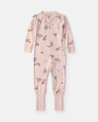 B&eacute;b&eacute; fille - Pyjama ajust&eacute; 1-pi&egrave;ce PurelySoft &agrave; motif Woodland - Rose, image 2 sur 7 diapositives