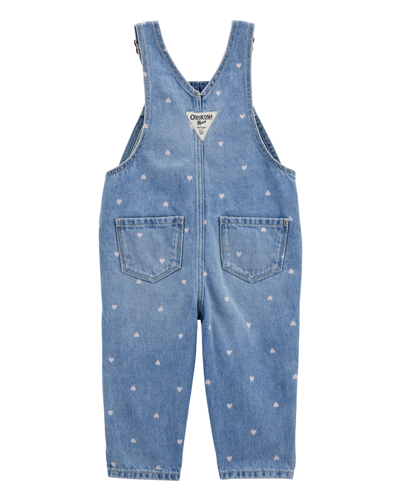 Bébé Salopette en denim tricoté à motifs de cœurs - Bleu, image 2 sur 5 diapositives