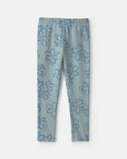 Filles - Legging extensible &agrave; motif floral - Bleu, image 2 sur 3 diapositives