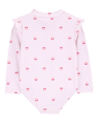 Baby 1-Piece Heart-PrintLong-Sleeve Rashguard Swimsuit - Pink, image 3 of 5 slides