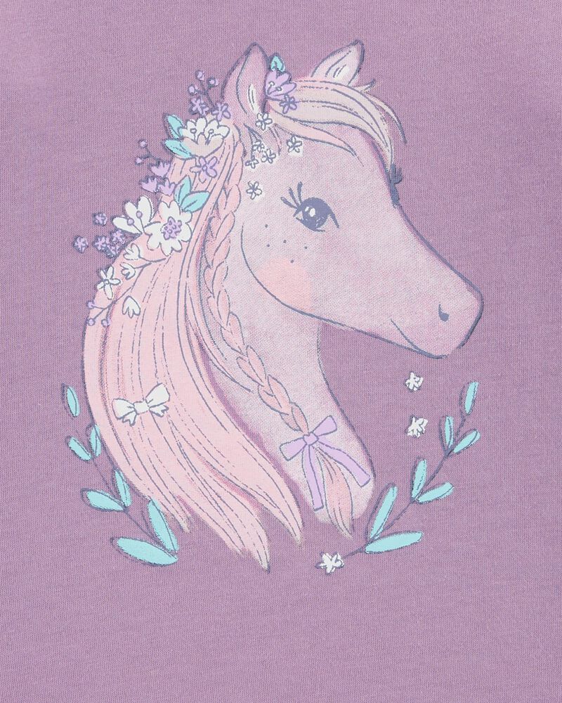 Toddler Horse-Print Long-Sleeve Shirt - Purple, image 2 of 3 slides