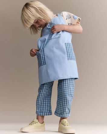 Toddler Pizza Apron with Otter Pockets - Blue, 