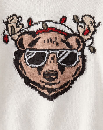 Toddler Boy Christmas Bear Long-Sleeve Pullover Sweatshirt - White, 