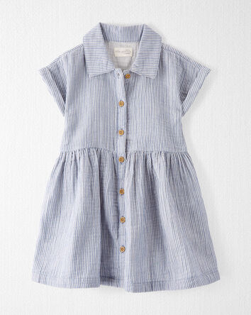Organic Cotton Striped Button-Front Dress
, 