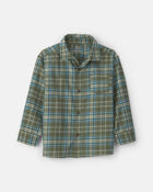 Boys Plaid Button-Down Shirt - Green, image 1 of 3 slides