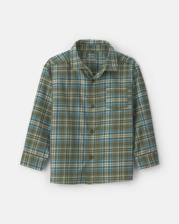 Boys Plaid Button-Down Shirt - Green, 