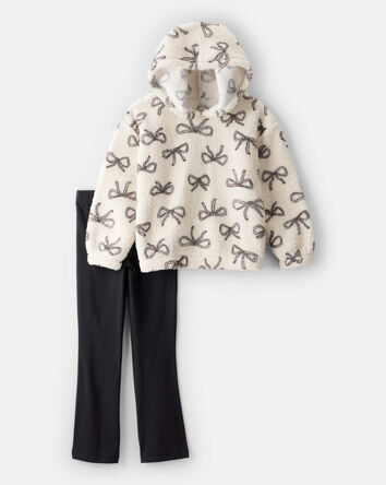 Filles - Ensemble 2 pièces haut à capuchon à manches longues et pantalon à imprimé de nœuds, 
