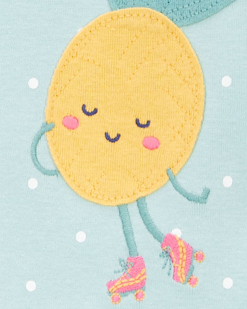 Toddler Girl 1-Piece Polka Dot Pineapple 100% Snug Fit Cotton Footie Pyjamas, image 2 of 3 slides