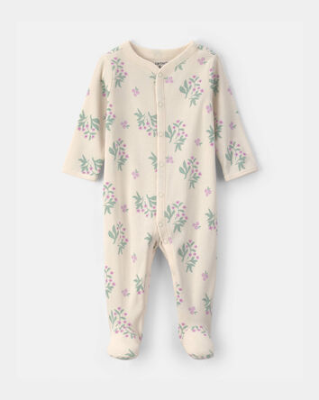 Baby Girl Floral Snug Fit Sleeper - Cream, 