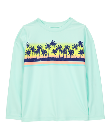 Kid 2-Piece Palm Tree Rashguard & Swim Trunk Set, 