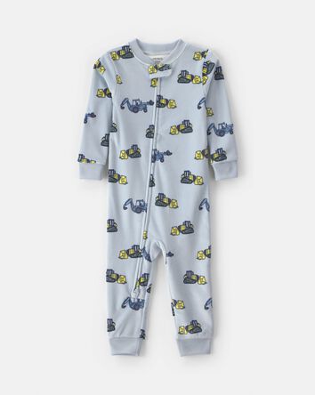 Baby Boy Construction 2-Way Zip Dreamplush 1-Piece Pyjama - Blue, 