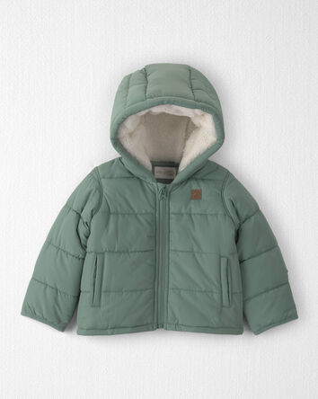 B&eacute;b&eacute; - Blouson matelass&eacute; &agrave; capuchon en molleton teddy recycl&eacute;, 