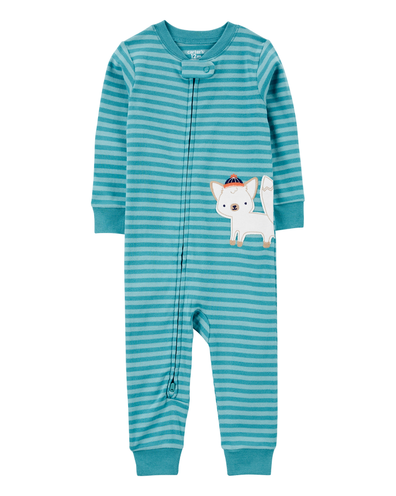 Toddler Boy 1-Piece Wolf Striped 100% Snug Fit Cotton Footless Pyjamas, image 1 of 4 slides