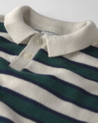 Toddler Boy Organic Cotton Sweater Knit Polo in Stripes, image 2 of 4 slides