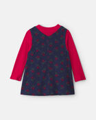 Toute-petit fille - Ensemble 2 pi&egrave;ces manches longues et robe en velours c&ocirc;tel&eacute; &agrave; motif floral &ndash; Bleu marine/Rouge, image 1 sur 5 diapositives