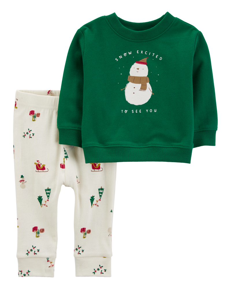 Green Ivory Baby 2 Piece Snowman Outfit Set Carter s Oshkosh Canada