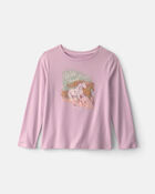 Girls 'Wild Heart' Horse Long-Sleeve Graphic Tee - Purple, image 1 of 3 slides