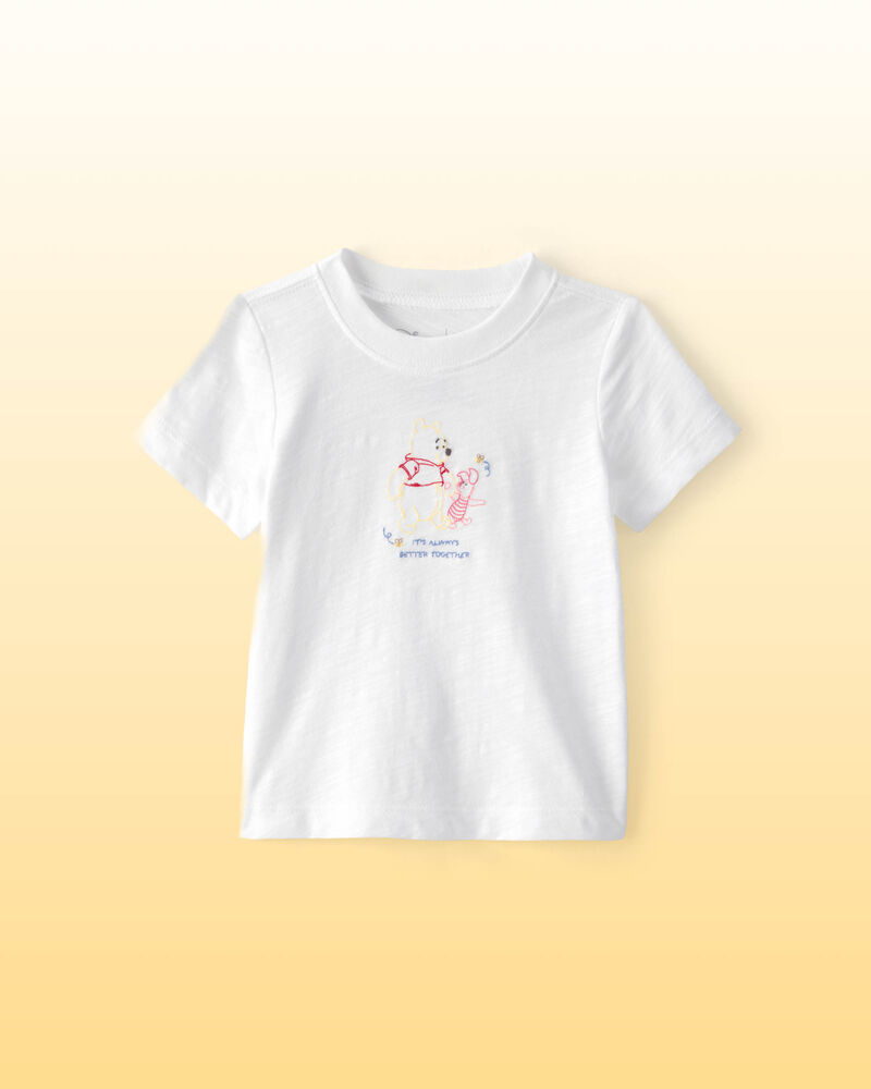 Baby Disney&copy; Winnie the Pooh Embroidered Graphic Tee - White, image 1 of 4 slides