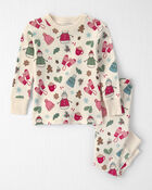 B&eacute;b&eacute; fille - Pyjama 2 pi&egrave;ces en coton biologique au motif D&eacute;cor hivernal, image 1 sur 3 diapositives