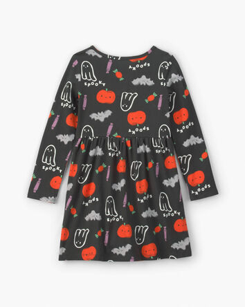 Filles - Robe manches longues de th&egrave;me d&rsquo;Halloween &ndash; Noir/Orange, 