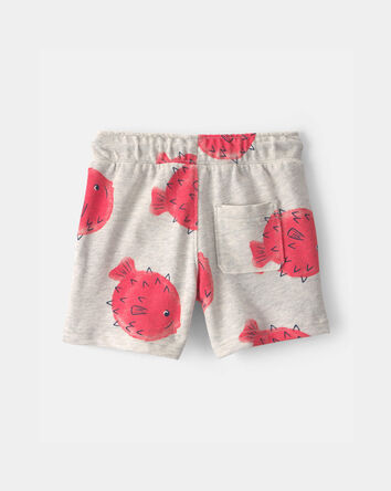 Tout-petit gar&ccedil;on - Short en jersey bouclette &agrave; motif poissons-globes - Gris/Rouge, 
