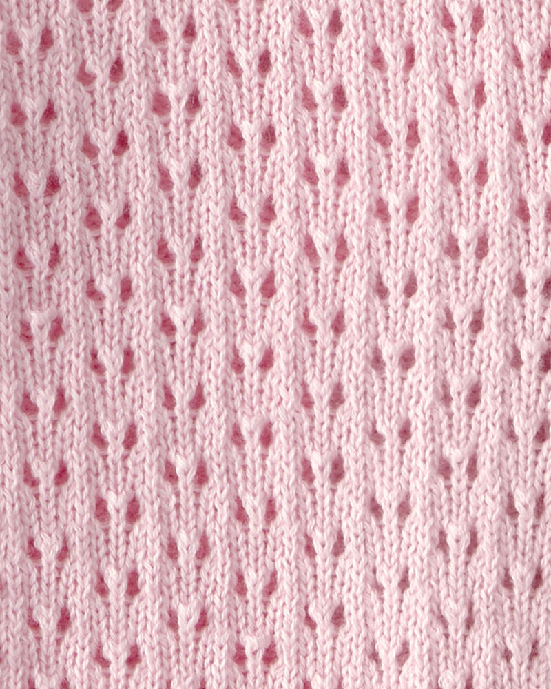B&eacute;b&eacute; fille - Cardigan boutonn&eacute; en tricot ajour&eacute; avec n&oelig;ud - Rose, image 3 sur 3 diapositives