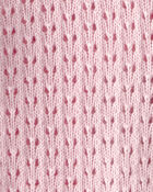 B&eacute;b&eacute; fille - Cardigan boutonn&eacute; en tricot ajour&eacute; avec n&oelig;ud - Rose, image 3 sur 3 diapositives