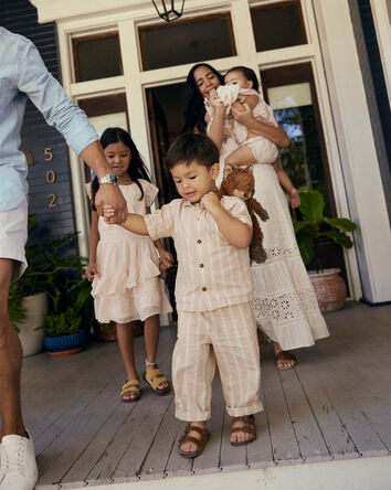 Toddler Striped Linen Pants - Brown, 