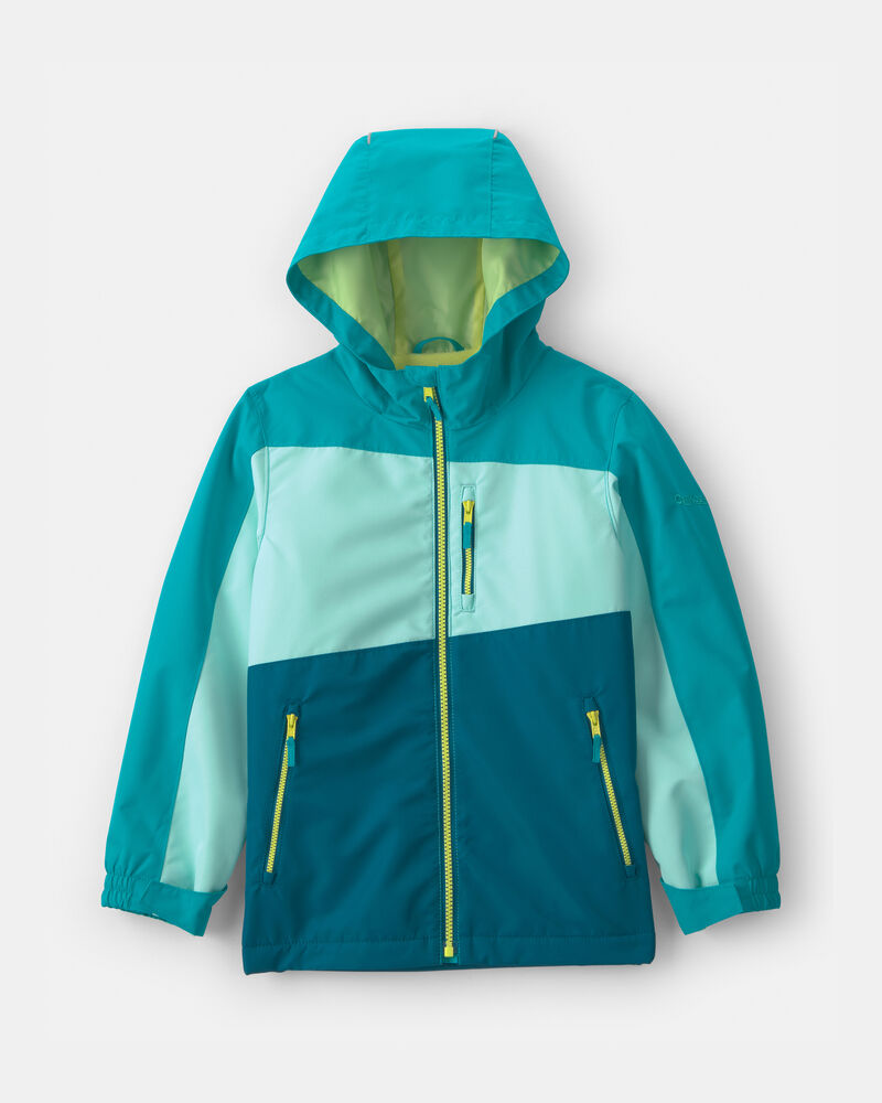 Girls Midweight Fleece Lined Ocean Jacket- Aqua/Blue, image 1 of 3 slides