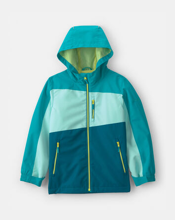 Girls Midweight Fleece Lined Ocean Jacket- Aqua/Blue, 