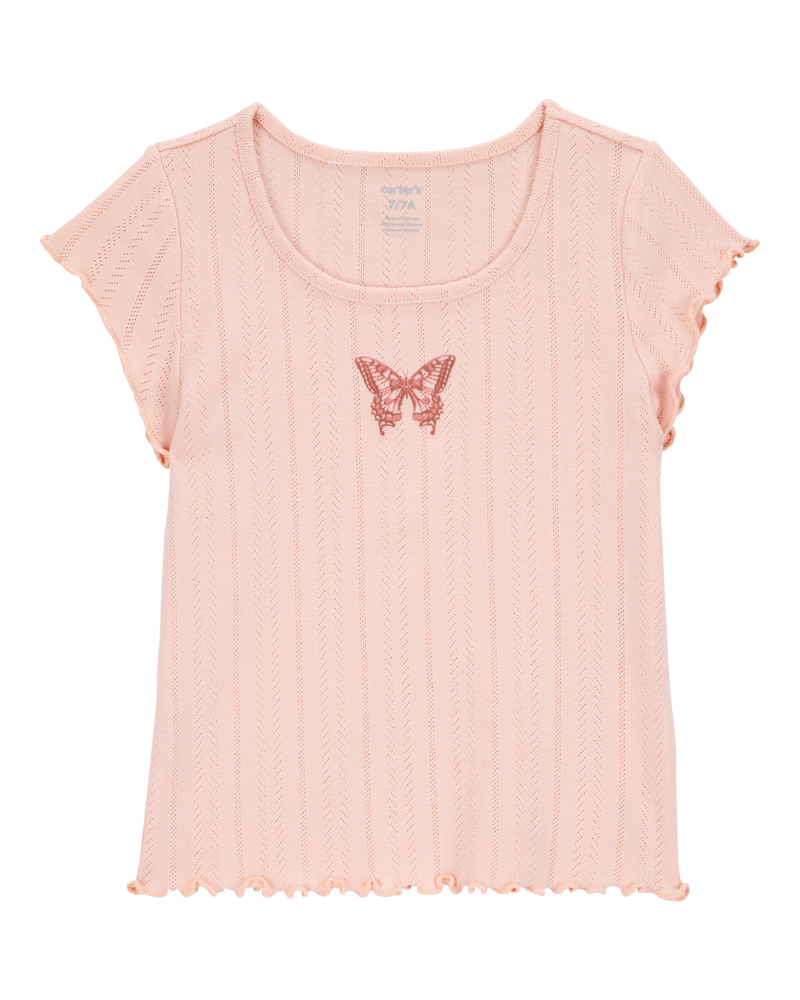 Kid Butterfly Pointelle Baby Tee, image 1 of 3 slides